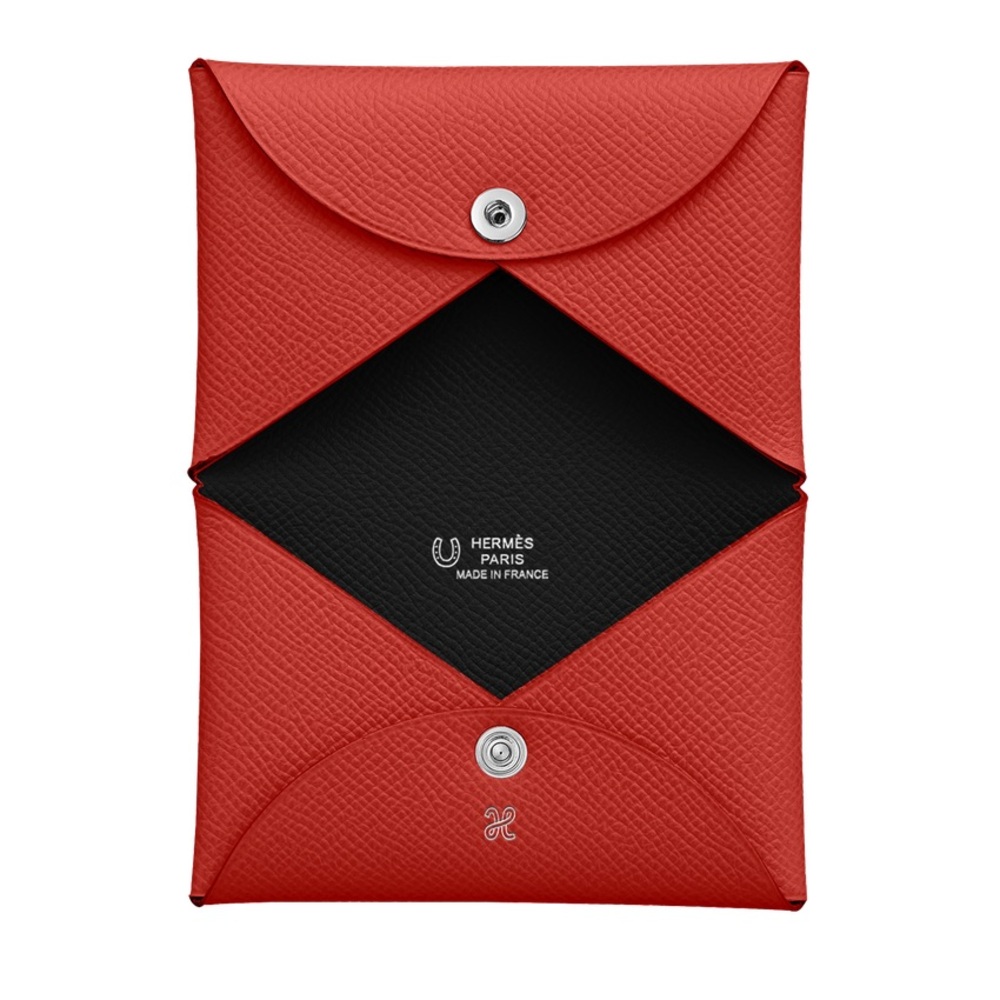 Hermès Red and Black Calvi Wallet